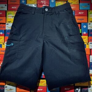 Luly Yang Work Shorts Men S 30-32 Navy Blue Zip Up Cargo Pockets w/ Logo Design